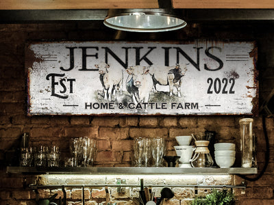 Ranch Sign Canvas Wall Art | Charolais Cattle Sign | Cow Sign | Cow Print | Cattle Wall Art | Custom Farm Sign | Custom Ranch Sign | Farmhouse Sign
