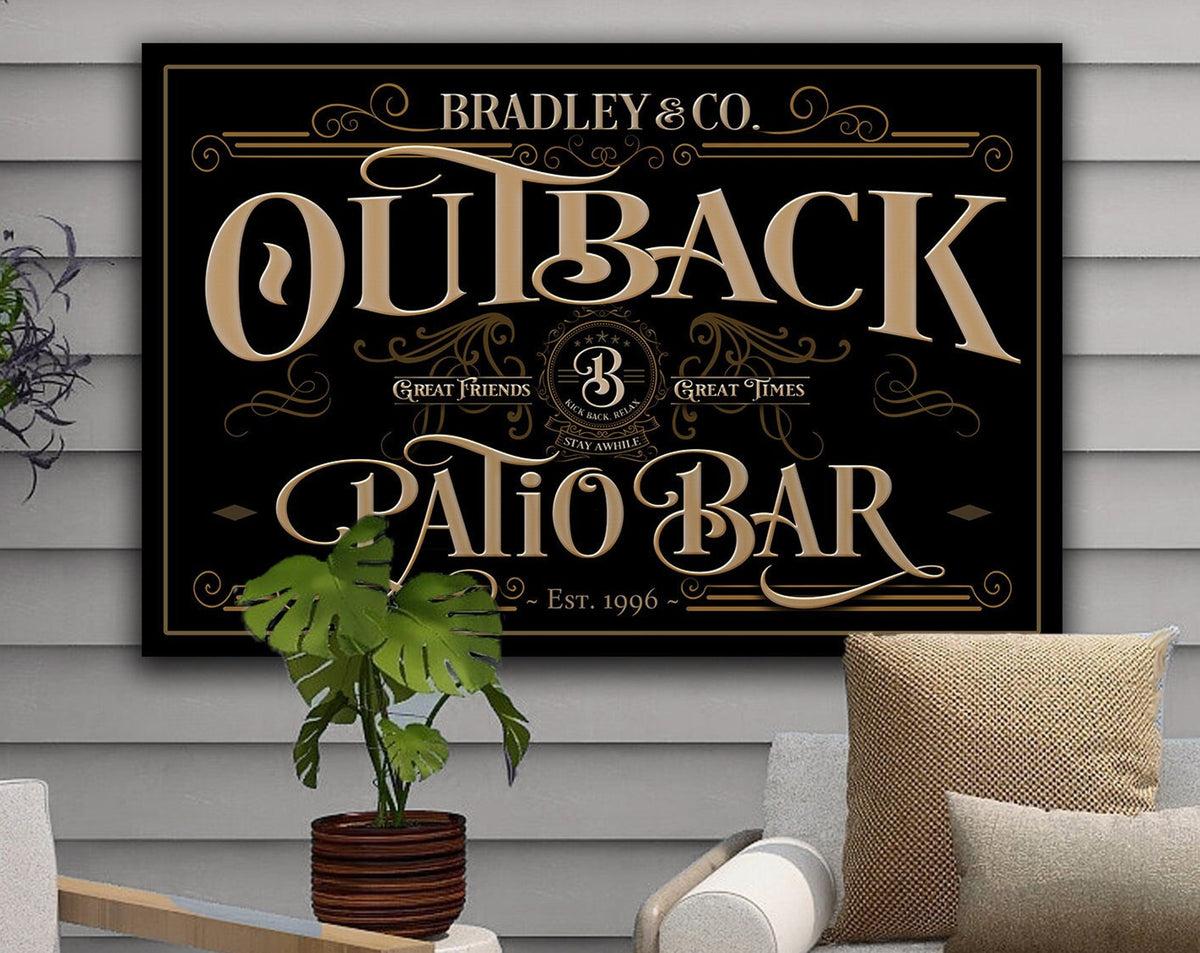 Aeticon Canvas Patio Bar Sign | Outback Patio Bar Sign | Pool Patio Bar Sign | Large Patio Sign | Vintage Patio Bar Sign