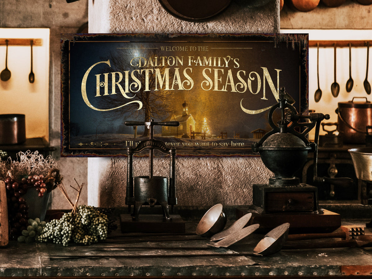 Aeticon Canvas Rustic Christmas Sign | Vintage Church Sign | Christmas Season Sign | Vintage Holiday | Established Wall Art | Metal Print