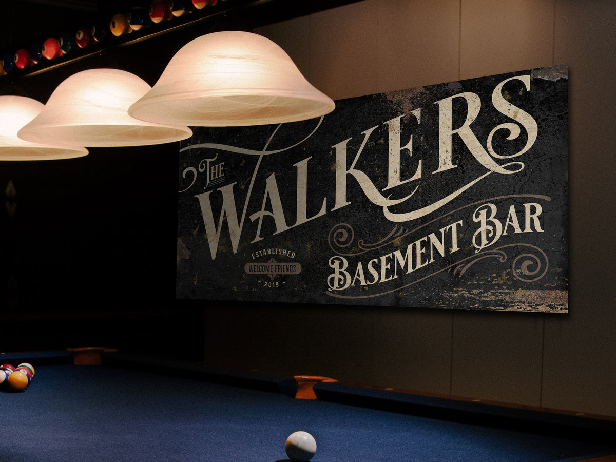 Aeticon Canvas Vintage Basement Bar & Lounge Sign - Canvas | Custom Basement Bar Sign | Farmhouse Sign | Basement Bar Decor | Custom Basement Sign