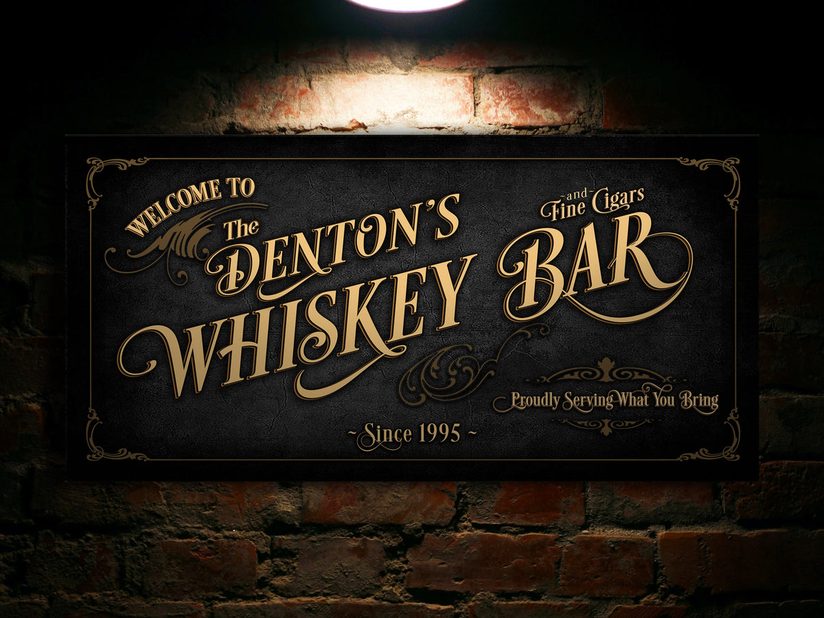 Aeticon Canvas Whiskey Bar Sign Personalized, Bar Wall Decor, Personalized Bar Sign, Vintage Bar Signage