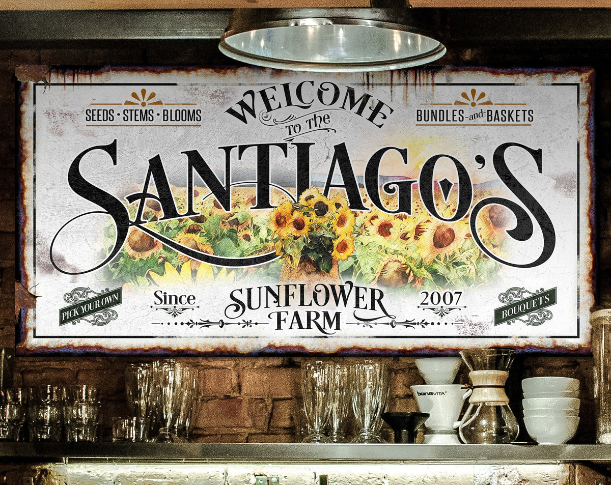Aeticon Canvas Sunflower Sign Name | Spring Sunflower Sign | Cute Sunflower Decor | Spring Home Decor | Spring Wall Decor | Rustic Spring Decor