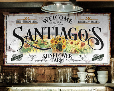 Aeticon Canvas Sunflower Sign Name | Spring Sunflower Sign | Cute Sunflower Decor | Spring Home Decor | Spring Wall Decor | Rustic Spring Decor