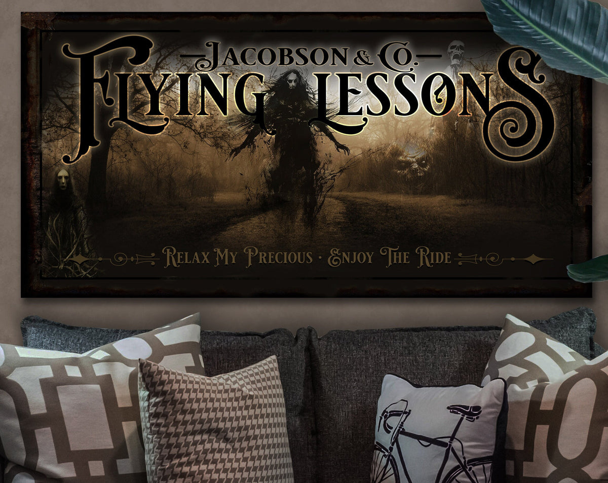 Aeticon Canvas Personalized Halloween Sign | Creepy Halloween Sign | Spooky Sign | Scary Halloween Sign | All Hallows' Eve | Custom Flying Lessons Sign