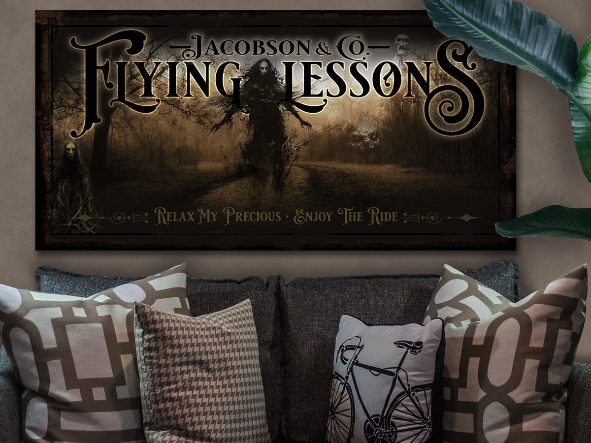 Aeticon Canvas Personalized Halloween Sign | Creepy Halloween Sign | Spooky Sign | Scary Halloween Sign | All Hallows' Eve | Custom Flying Lessons Sign