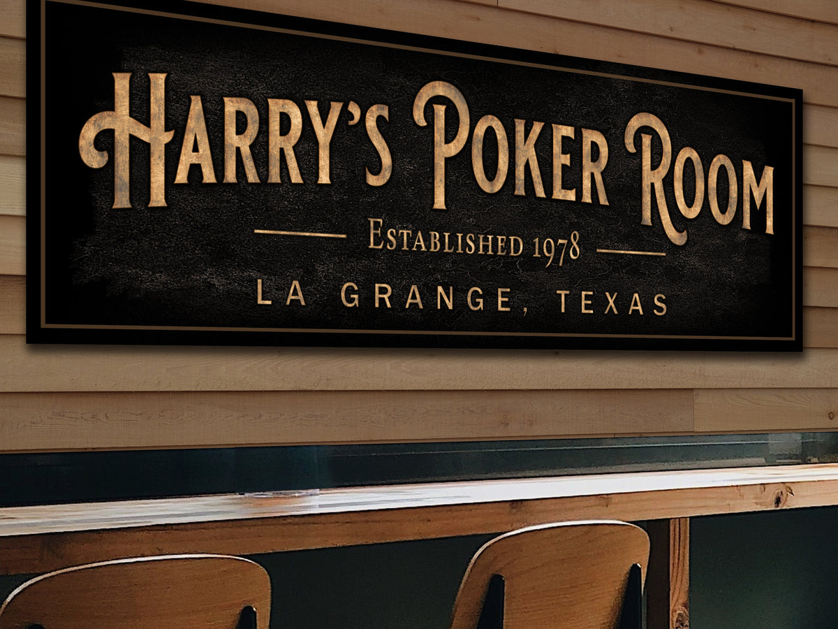 Aeticon Canvas Personalized Poker Room Bar | Custom Bar Sign | Custom Poker Room Sign | Bar Sign for Home | Large Canvas Sign | Large Metal Sign