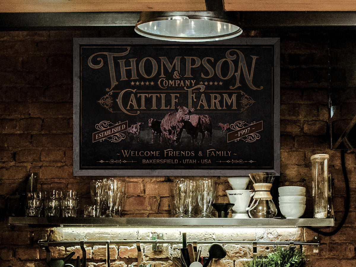 Aeticon Canvas Red Angus Cattle Sign | Red Angus Cattle Ranch Sign | Cattle Farm Sign | Vintage Red Angus Farm Sign | Farmhouse Cattle Sign | Metal Print