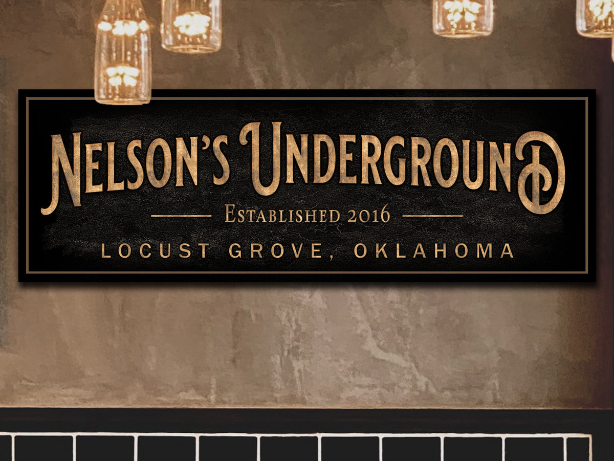 Aeticon Canvas Personalized Underground Bar | Custom Bar Sign | Custom Lower Level Sign | Bar Sign for Home | Large Canvas Sign | Large Metal Sign