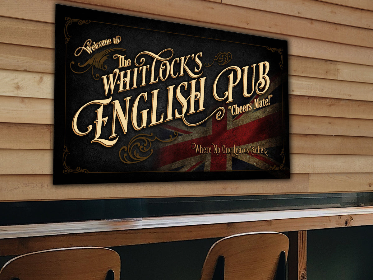 Aeticon Canvas Vintage English Pub Sign Personalized, Bar Wall Decor, Personalized Bar Sign, Vintage Bar Signage