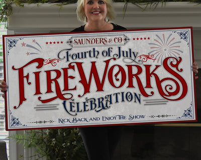 Aeticon Canvas 4th of July Sign Fireworks Celebration Sign | Fourth of July Sign | 1776 Decor | Patriotic Decor | Summer Wall Decor | Independence Day Sign