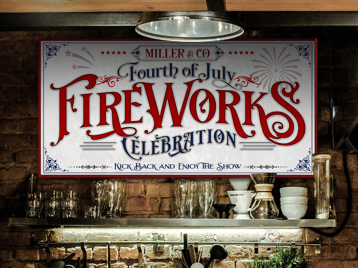Aeticon Canvas 4th of July Sign Fireworks Celebration Sign | Fourth of July Sign | 1776 Decor | Patriotic Decor | Summer Wall Decor | Independence Day Sign