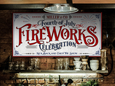Aeticon Canvas 4th of July Sign Fireworks Celebration Sign | Fourth of July Sign | 1776 Decor | Patriotic Decor | Summer Wall Decor | Independence Day Sign