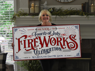 Aeticon Canvas 4th of July Sign Fireworks Celebration Sign | Fourth of July Sign | 1776 Decor | Patriotic Decor | Summer Wall Decor | Independence Day Sign