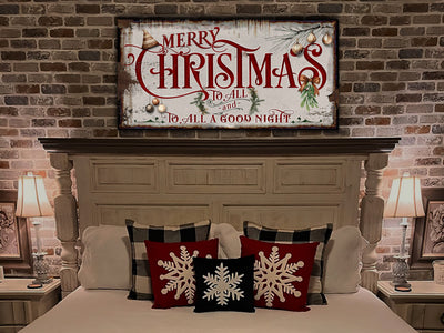 Aeticon Canvas Large Merry Christmas Sign | Merry Christmas To All | Rustic Christmas Sign | Farmhouse Christmas | Large Canvas | Large Metal