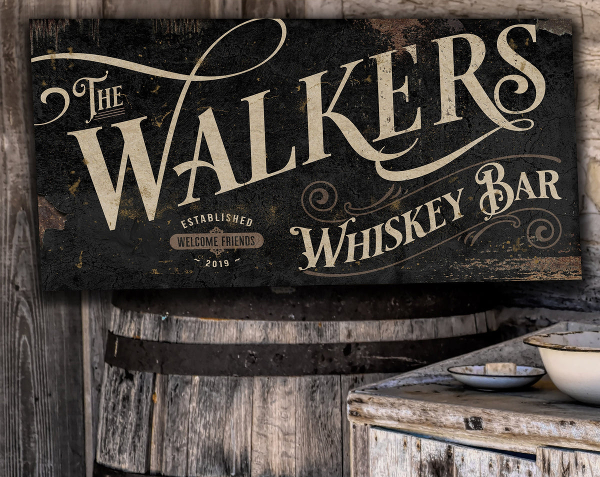 Aeticon Canvas Vintage Whiskey Bar Sign - Canvas | Custom Whiskey Bar Sign | Farmhouse Sign | Whiskey Bar Decor | Custom Whiskey Bar Sign