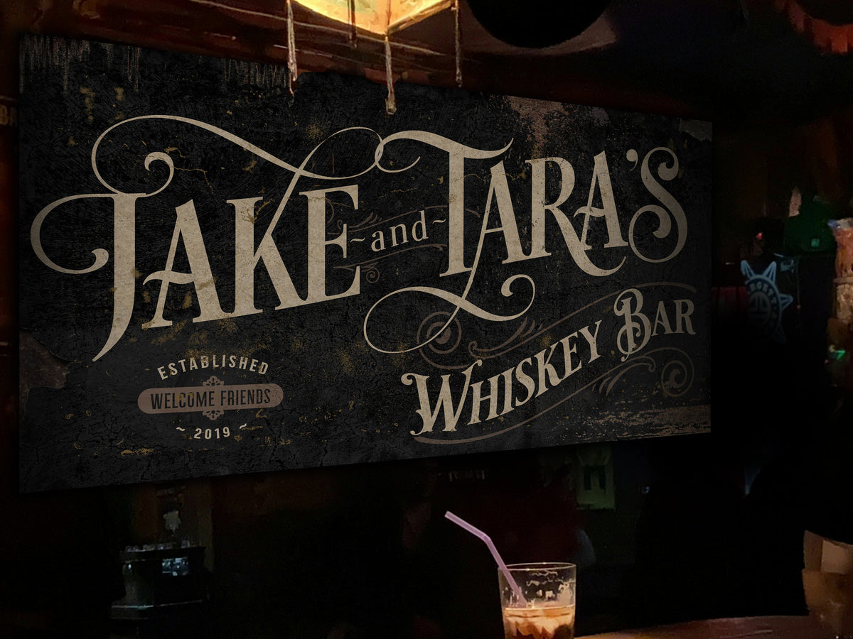 Aeticon Canvas Vintage Whiskey Bar Sign - Canvas | Custom Whiskey Bar Sign | Farmhouse Sign | Whiskey Bar Decor | Custom Whiskey Bar Sign