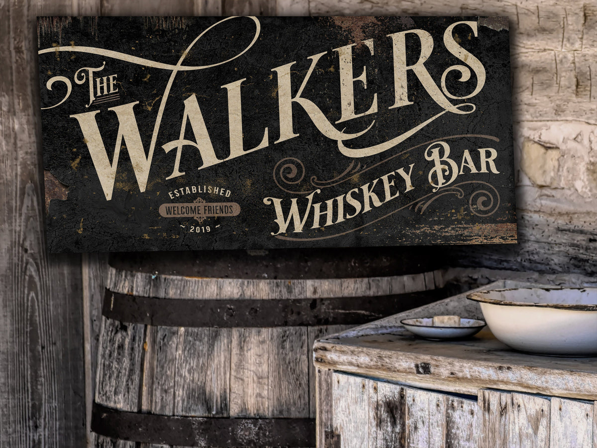 Aeticon Canvas Vintage Whiskey Bar Sign - Canvas | Custom Whiskey Bar Sign | Farmhouse Sign | Whiskey Bar Decor | Custom Whiskey Bar Sign