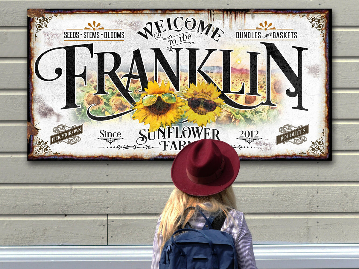 Aeticon Canvas Personalized Sunflower Sign | Spring Sunflower Sign | Cute Sunflower Decor | Spring Home Decor | Spring Wall Decor | Rustic Spring Decor