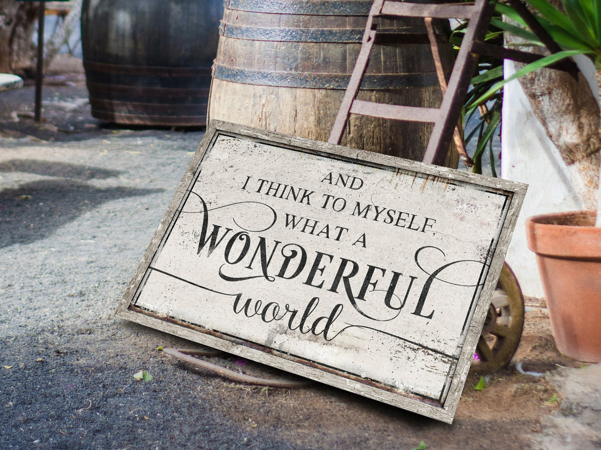 Aeticon Canvas And I Think to Myself What a Wonderful World | Wonderful World on Canvas | Wonderful World on Metal | What a Wonderful World | White Vintage