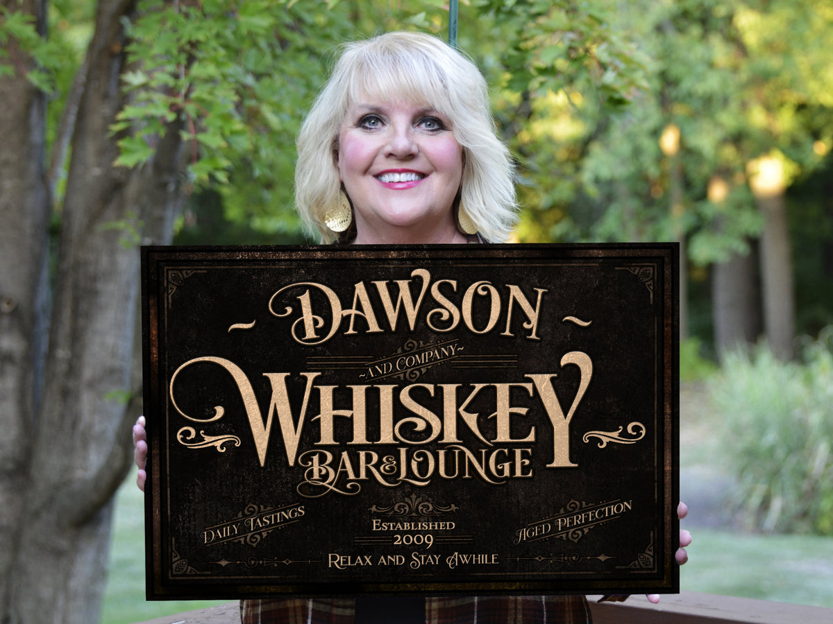 Aeticon Canvas Whiskey Bar Sign | Personalized Whiskey Bar Sign | Bourbon Bar Sign | Vintage Whiskey Bar Sign | Last Name Whiskey Bar Sign