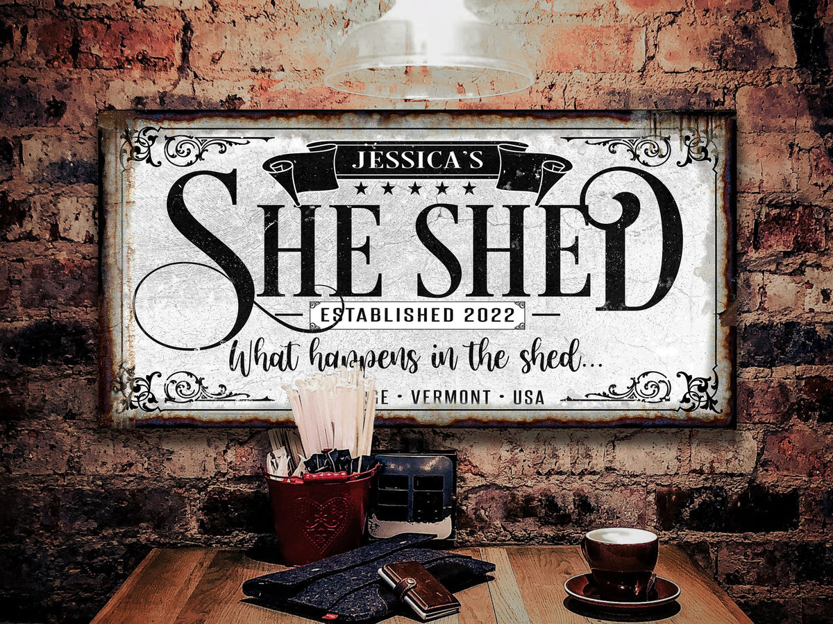 Aeticon Canvas She Shed Sign | She Shed Decor | Farmhouse She Shed | Gift for Her