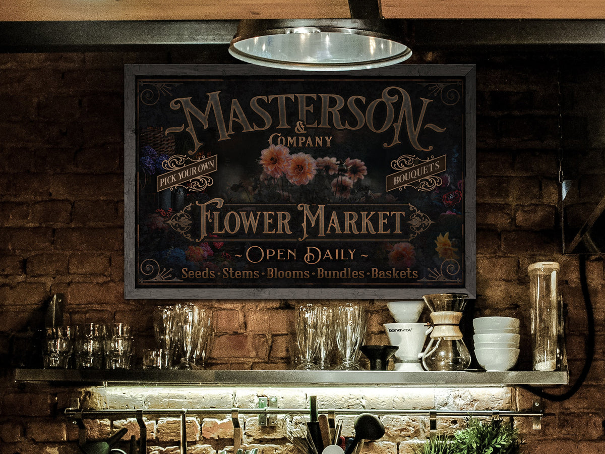 Aeticon Canvas Spring Flower Market Sign | Personalized Flower Market | Spring Sign | Vintage Flowers | Flower Wall Art | Metal Print