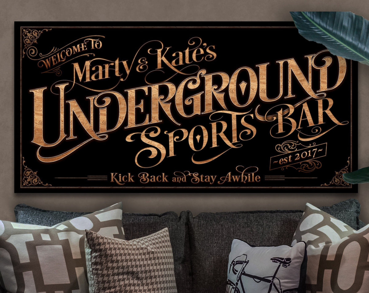 Aeticon Canvas Personalized Sports Bar Sign - Canvas! | Custom Sports Bar Sign | Farmhouse Sign | Underground Bar | Customized Sports Bar Sign