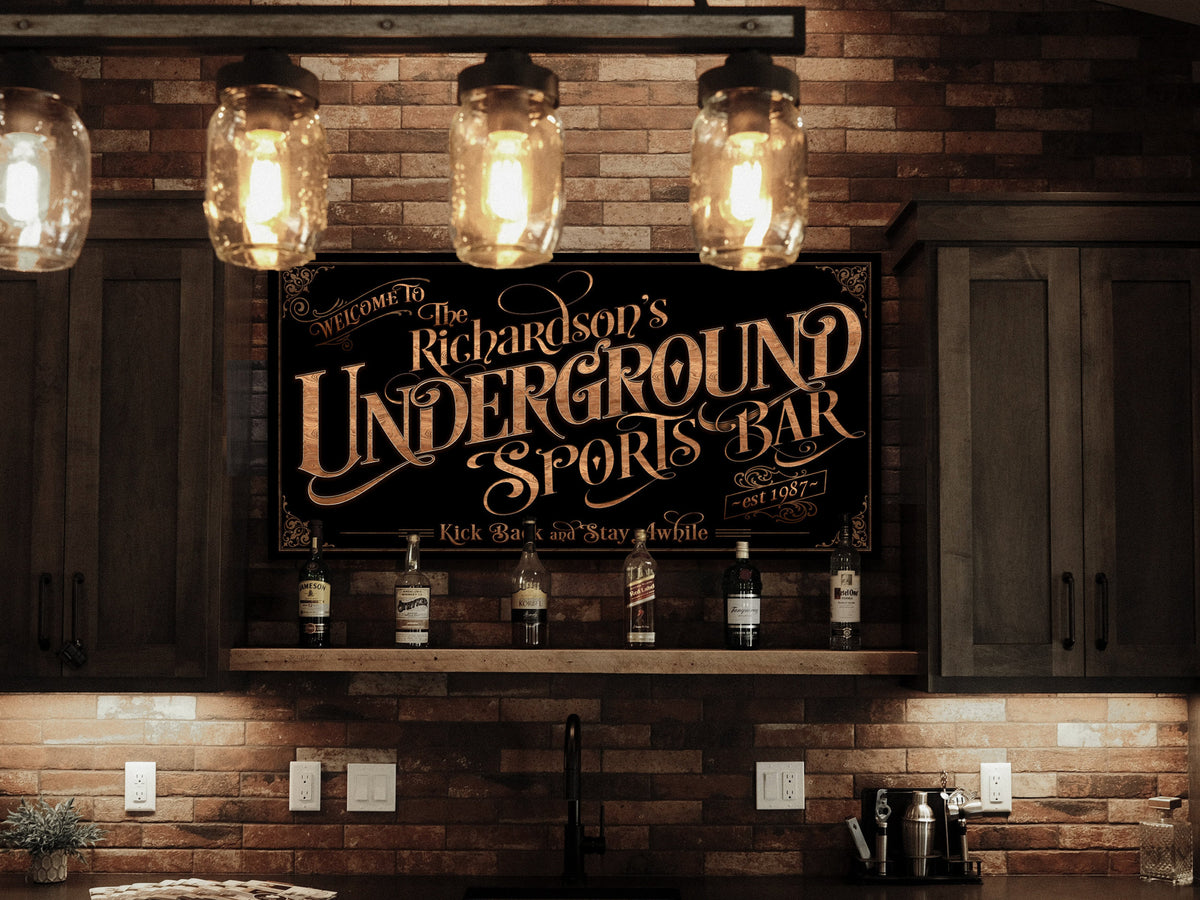 Aeticon Canvas Personalized Sports Bar Sign - Canvas! | Custom Sports Bar Sign | Farmhouse Sign | Underground Bar | Customized Sports Bar Sign