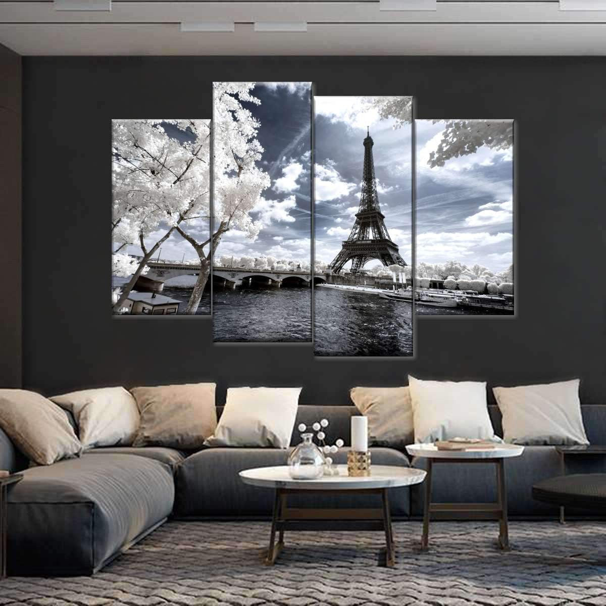 Eiffel Tower Bright Spring Day Multi Canvas Wall Art Ideas, Multi Piece Panel Canvas Home Decor Housewarming Gift Ideas Framed Prints, Canvas