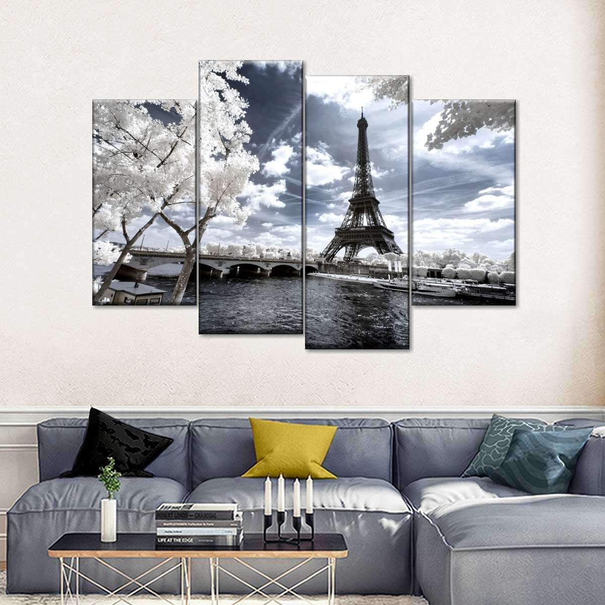 Eiffel Tower Bright Spring Day Multi Canvas Wall Art Ideas, Multi Piece Panel Canvas Home Decor Housewarming Gift Ideas Framed Prints, Canvas