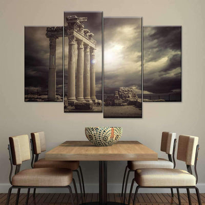 Parthenon at Twilight Abstract Multi Canvas Wall Art Ideas, Multi Piece Panel Canvas Home Decor Housewarming Gift Ideas Framed Prints, Canvas