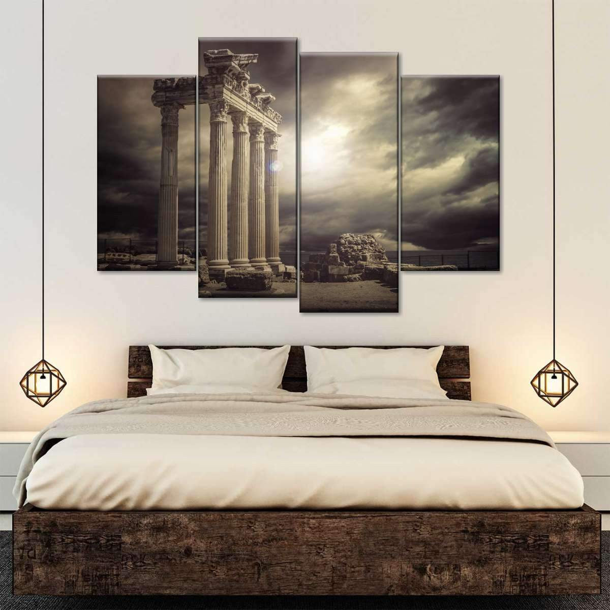 Parthenon at Twilight Abstract Multi Canvas Wall Art Ideas, Multi Piece Panel Canvas Home Decor Housewarming Gift Ideas Framed Prints, Canvas