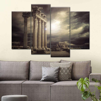Parthenon at Twilight Abstract Multi Canvas Wall Art Ideas, Multi Piece Panel Canvas Home Decor Housewarming Gift Ideas Framed Prints, Canvas