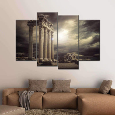 Parthenon at Twilight Abstract Multi Canvas Wall Art Ideas, Multi Piece Panel Canvas Home Decor Housewarming Gift Ideas Framed Prints, Canvas