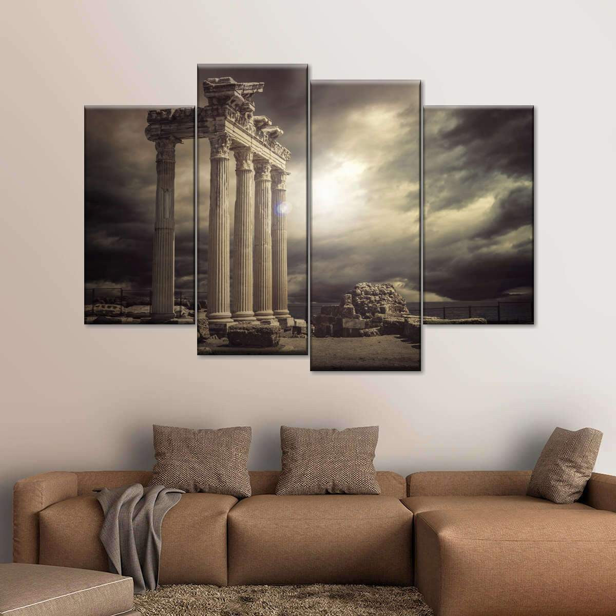 Parthenon at Twilight Abstract Multi Canvas Wall Art Ideas, Multi Piece Panel Canvas Home Decor Housewarming Gift Ideas Framed Prints, Canvas