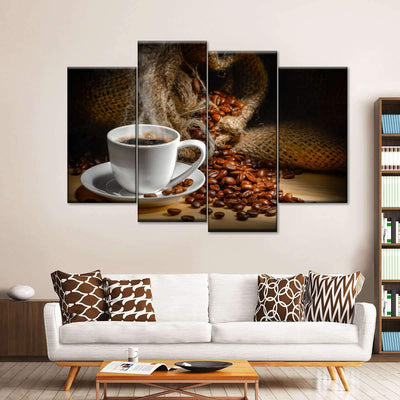 Coffee Lover Morning Coffee Freshly Brewed Multi Canvas Wall Art Ideas, Multi Piece Panel Canvas Home Decor Housewarming Gift Ideas Framed Prints, Canvas