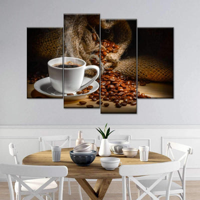 Coffee Lover Morning Coffee Freshly Brewed Multi Canvas Wall Art Ideas, Multi Piece Panel Canvas Home Decor Housewarming Gift Ideas Framed Prints, Canvas