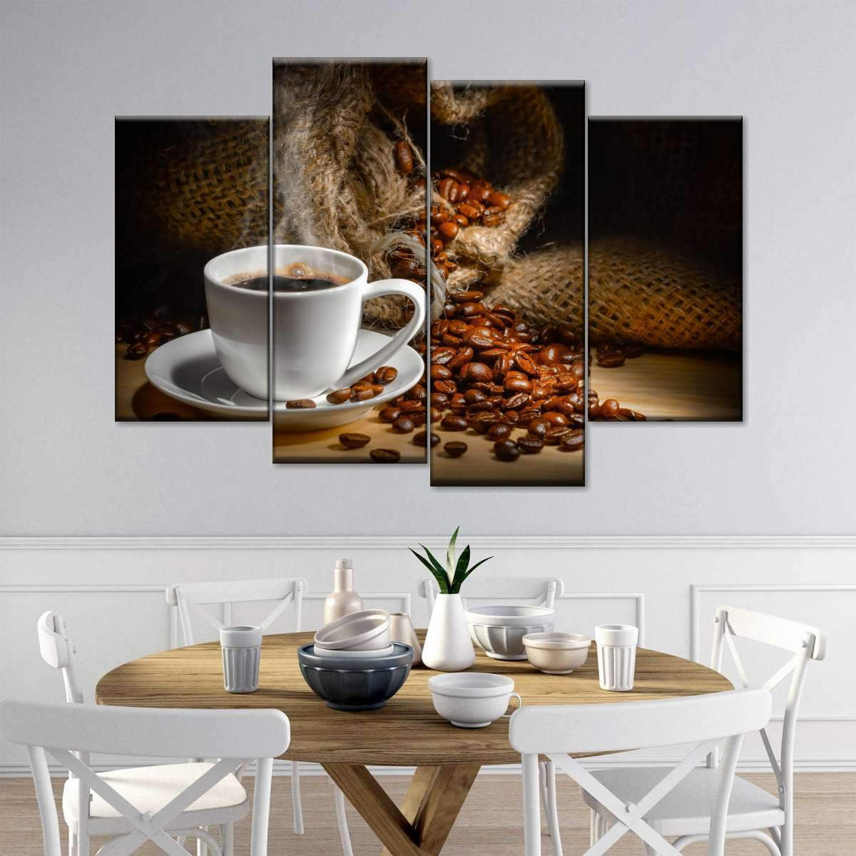 Coffee Lover Morning Coffee Freshly Brewed Multi Canvas Wall Art Ideas, Multi Piece Panel Canvas Home Decor Housewarming Gift Ideas Framed Prints, Canvas