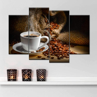 Coffee Lover Morning Coffee Freshly Brewed Multi Canvas Wall Art Ideas, Multi Piece Panel Canvas Home Decor Housewarming Gift Ideas Framed Prints, Canvas