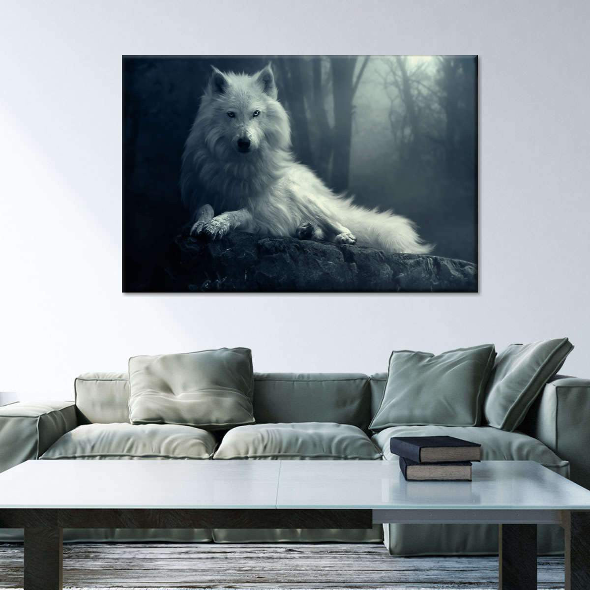 Gazing White Wolf Wild Animal White Wolf Lover Multi Canvas Wall Art Ideas, Multi Piece Panel Canvas Home Decor Housewarming Gift Ideas Framed Prints, Canvas