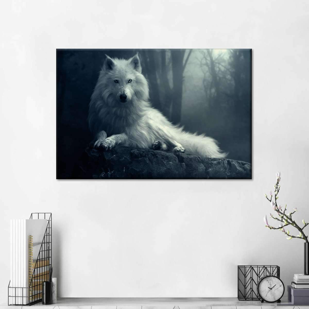 Gazing White Wolf Wild Animal White Wolf Lover Multi Canvas Wall Art Ideas, Multi Piece Panel Canvas Home Decor Housewarming Gift Ideas Framed Prints, Canvas