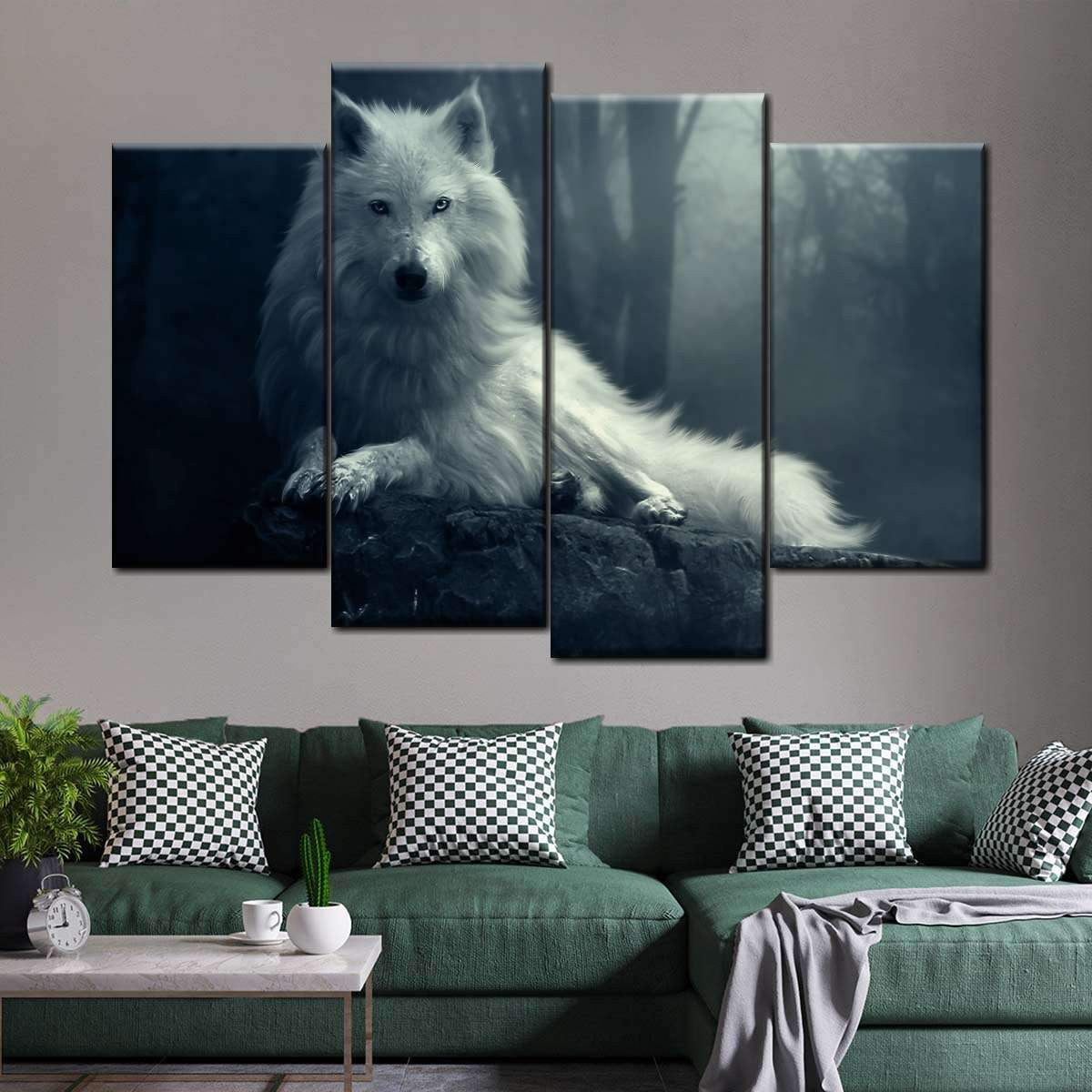 Gazing White Wolf Wild Animal White Wolf Lover Multi Canvas Wall Art Ideas, Multi Piece Panel Canvas Home Decor Housewarming Gift Ideas Framed Prints, Canvas