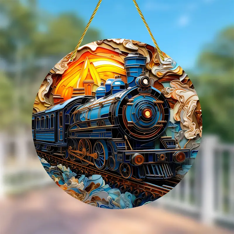 Train 3D Visual Effect Stained Sun Catcher Art Window Decoration