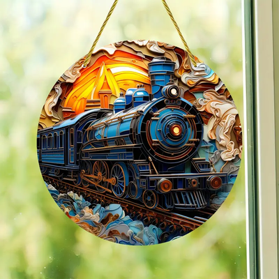 Train 3D Visual Effect Stained Sun Catcher Art Window Decoration