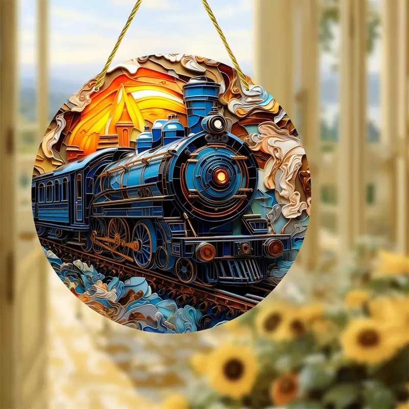Train 3D Visual Effect Stained Sun Catcher Art Window Decoration