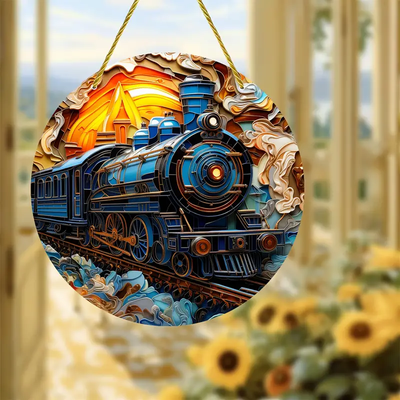 Train 3D Visual Effect Stained Sun Catcher Art Window Decoration