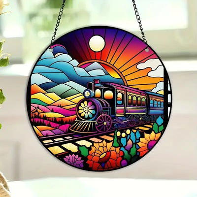 Train Colorful Window Hanging Window Stained Suncatcher Home Decor Train Enthusiast