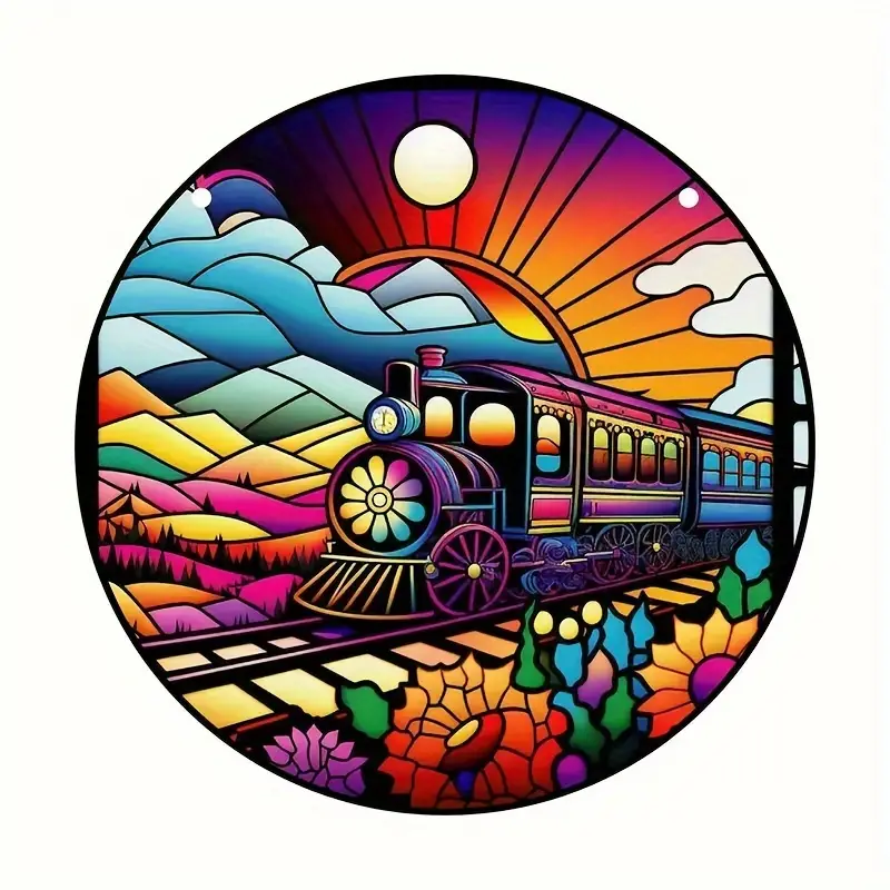 Train Colorful Window Hanging Window Stained Suncatcher Home Decor Train Enthusiast