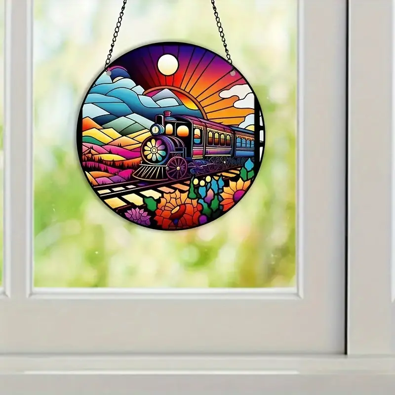 Train Colorful Window Hanging Window Stained Suncatcher Home Decor Train Enthusiast