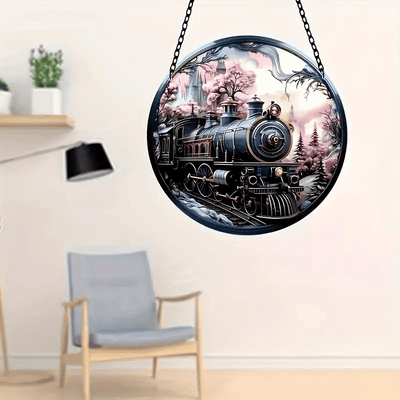Acrylic Dyeing Sun Catcher Window Train 3d Visual Effect Pattern Window Hanging